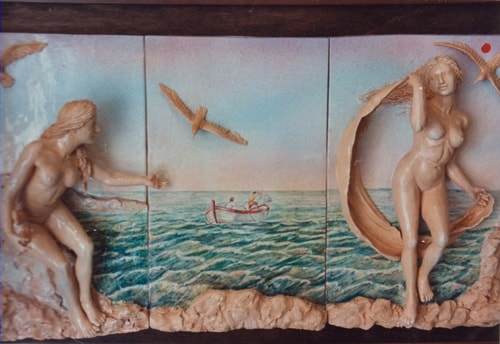 Albisola ceramics Art - A relief sculpture and earthenware.